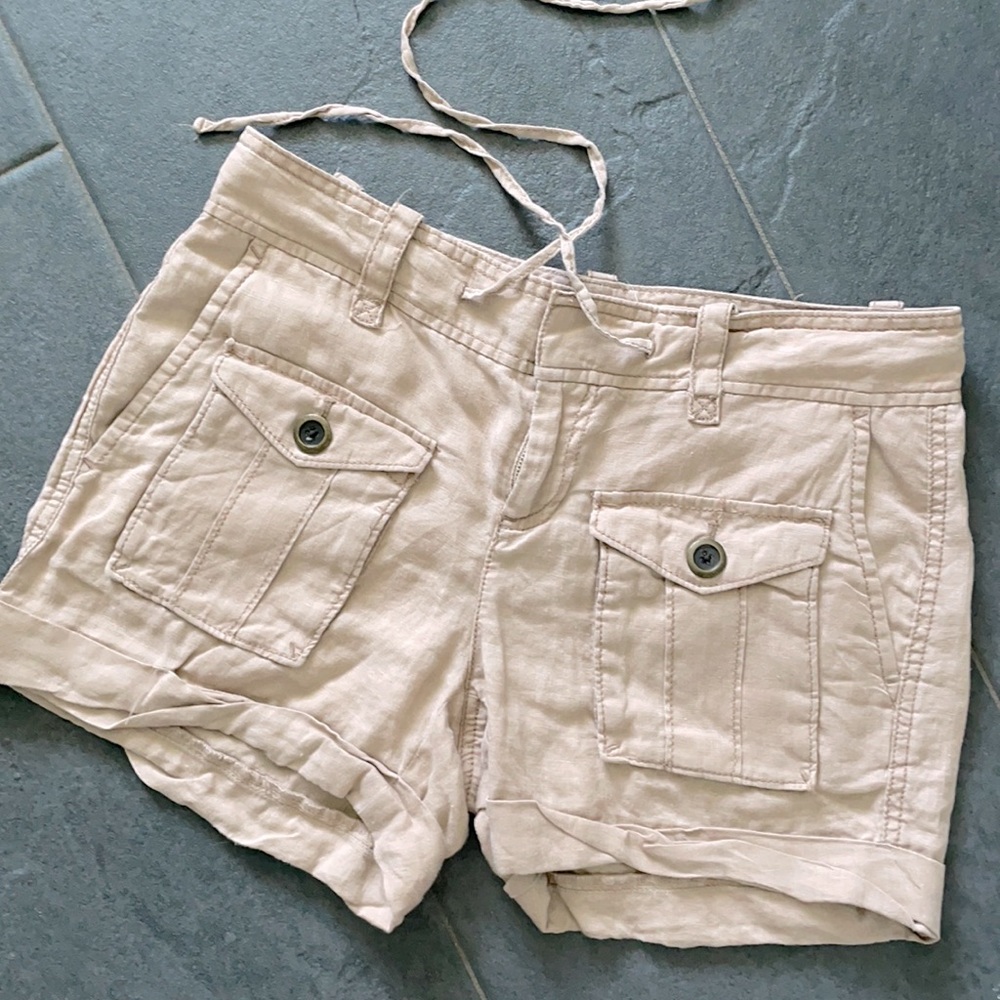 Linen blend cargo shorts